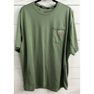 Carhartt Men's Green Short Sleeve T-Shirt Crew Neck - Size 2XL